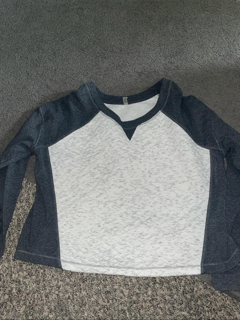 MTA Sport Quilted Raglan Sweatshirt in White & Dark Gray